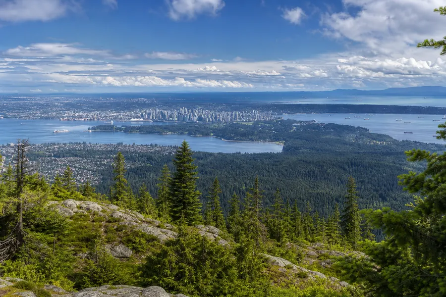 Clear panoramic view from Grouse Mountain