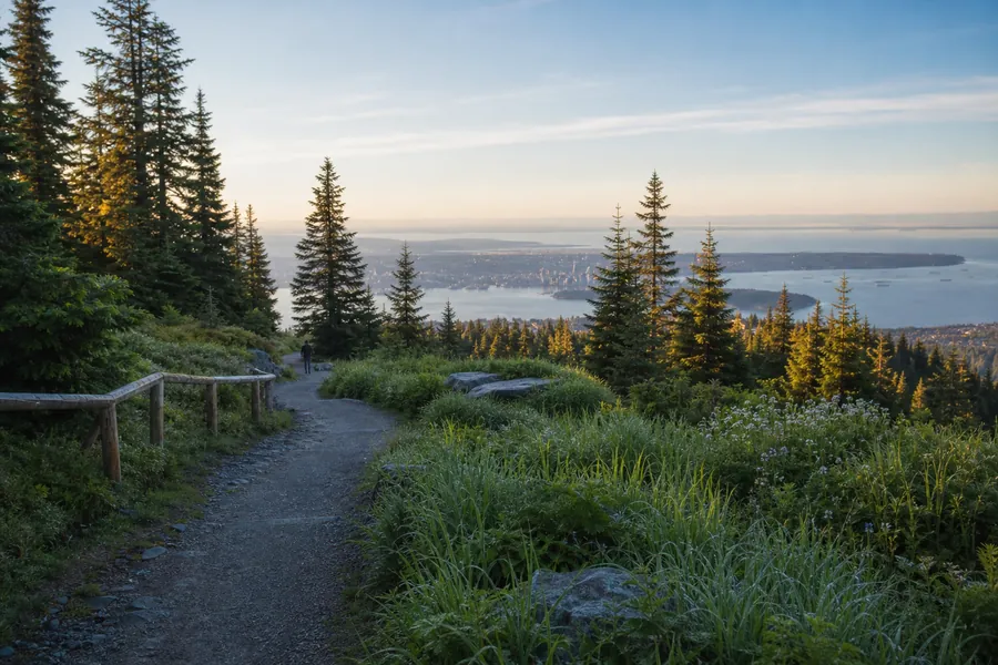 Quiet morning path at Grouse Mountain